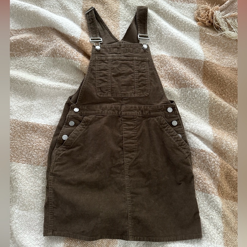 Women’s GAP Denim Brown Corduroy Mini Dress with Pockets XS Extra Small